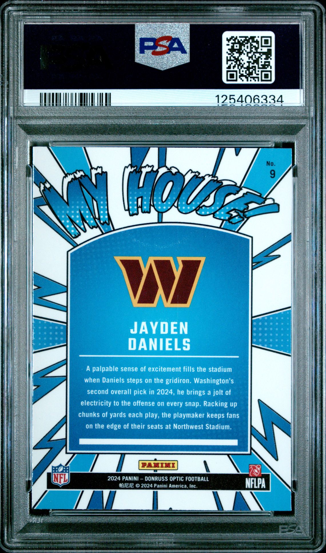 2024 Panini Donruss Optic My House! Jayden Daniels #9 Gem Mt 10 back