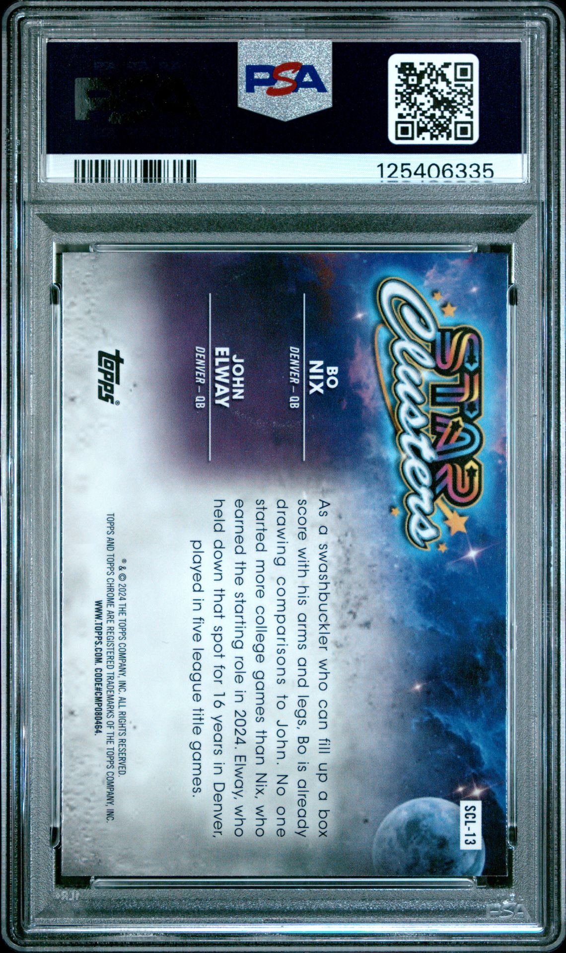 2024 Topps Cosmic Chrome Star Clusters Nix/Elway #13 Gem Mt 10 back