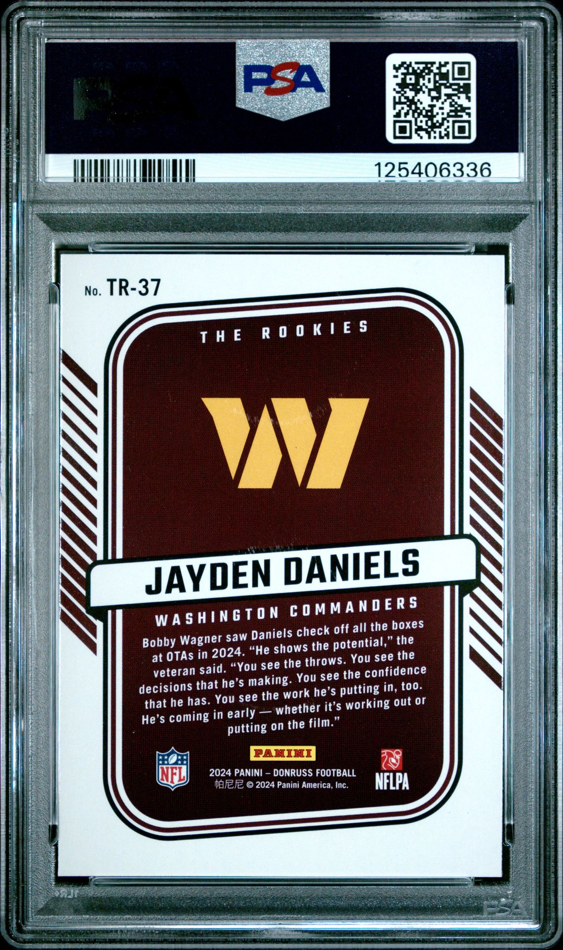 2024 Panini Donruss The Rookies Jayden Daniels #Tr37 Gem Mt 10 back