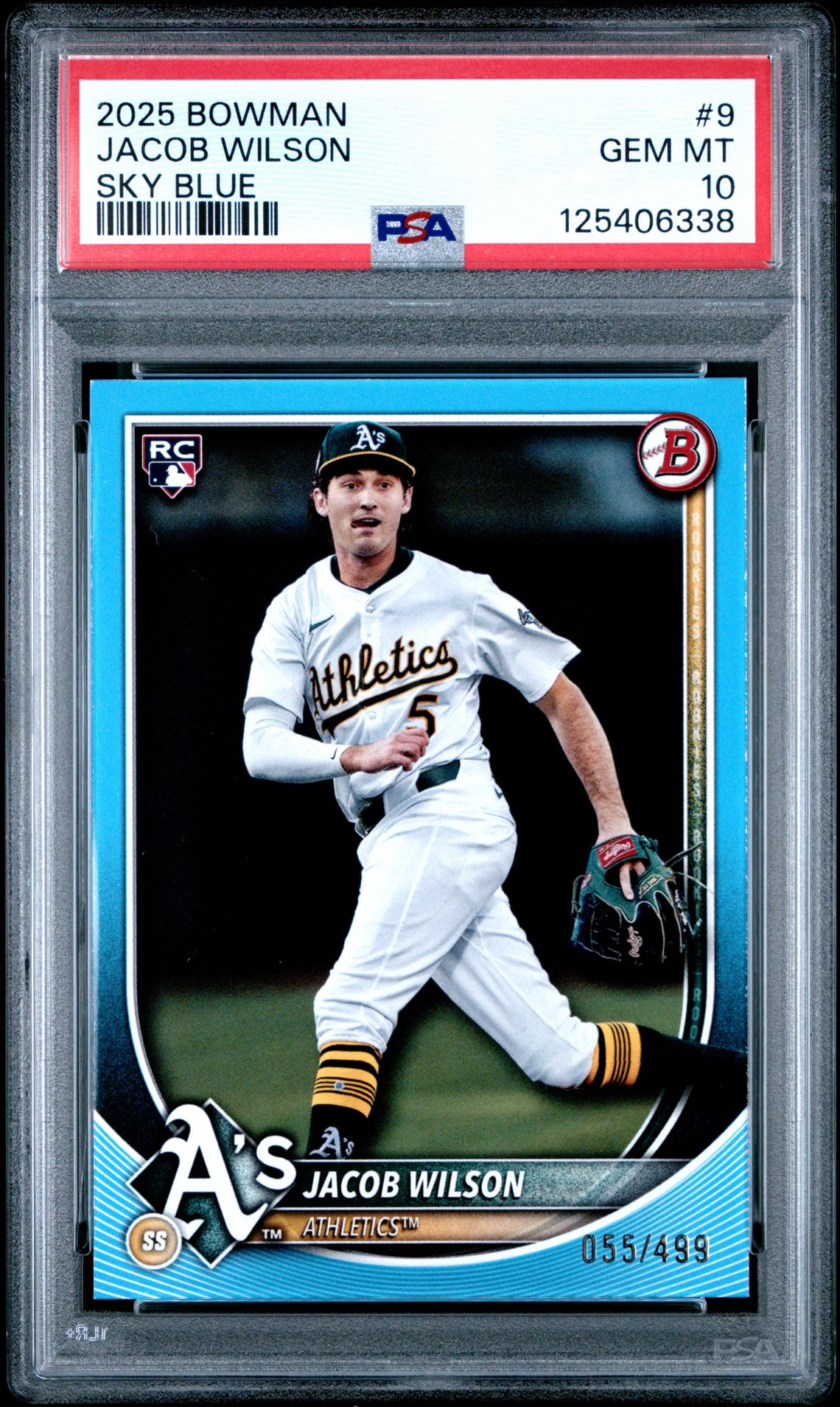 2025 Bowman Jacob Wilson #9 (Sky Blue) Gem Mt 10 front