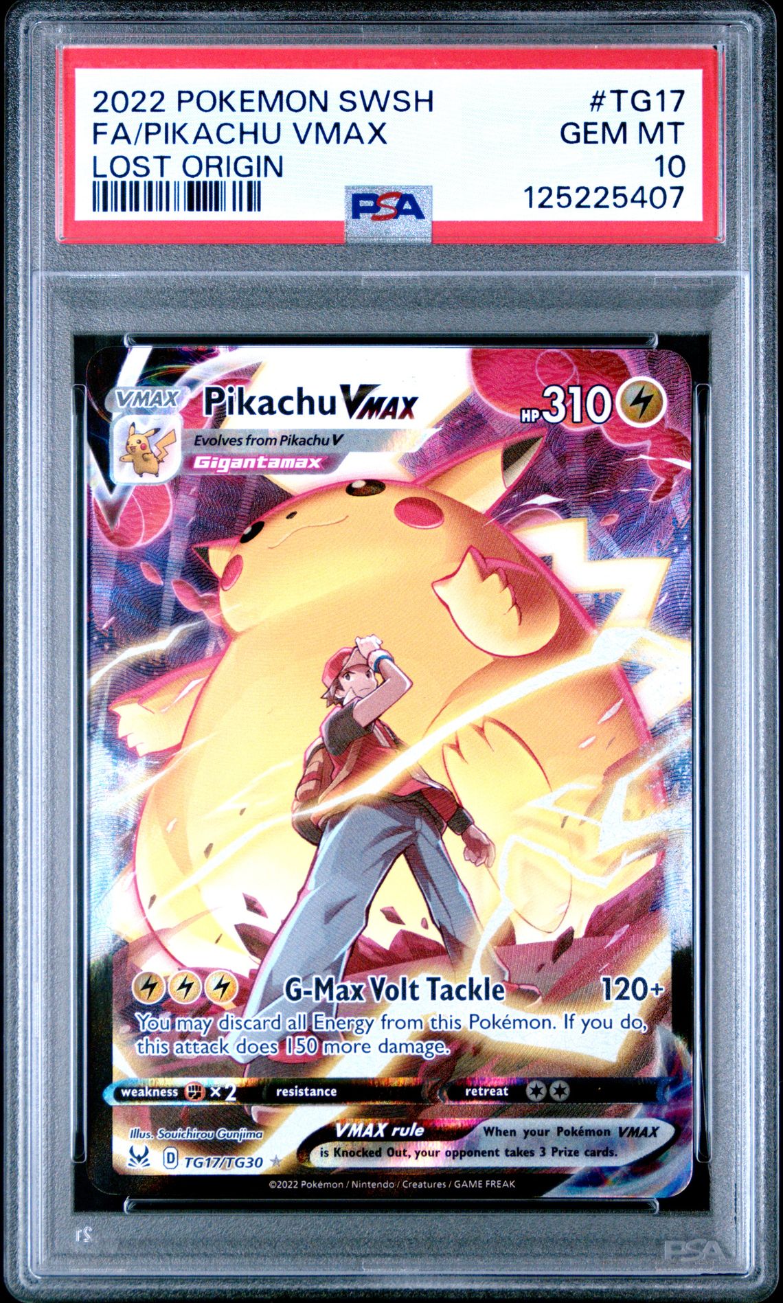 2022 Pokemon Sword & Shield Lost Origin Fa/Pikachu Vmax #Tg17 (Lost Origin) Gem Mt 10 front