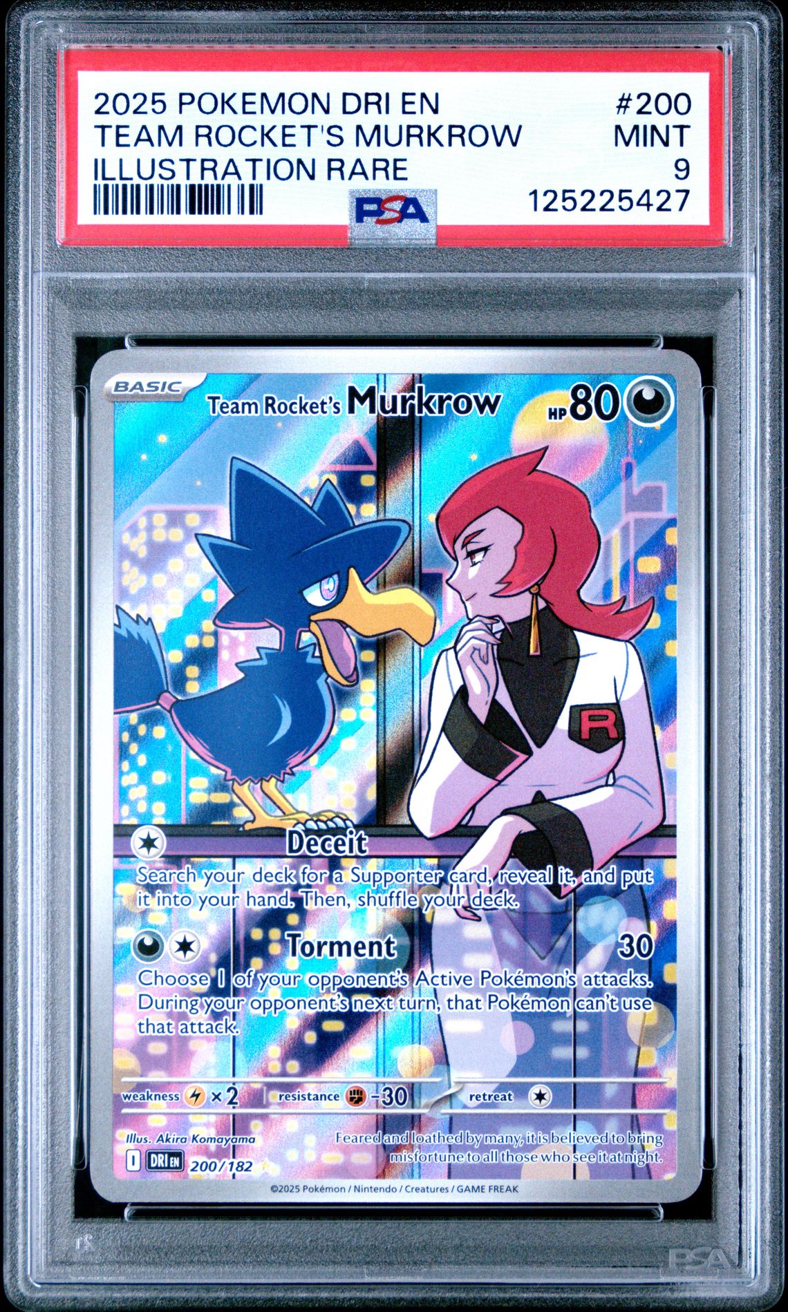 2025 Pokemon Dri En-Destined Rivals Team Rocket's Murkrow #200 (Illustration Rare) Mint 9 front