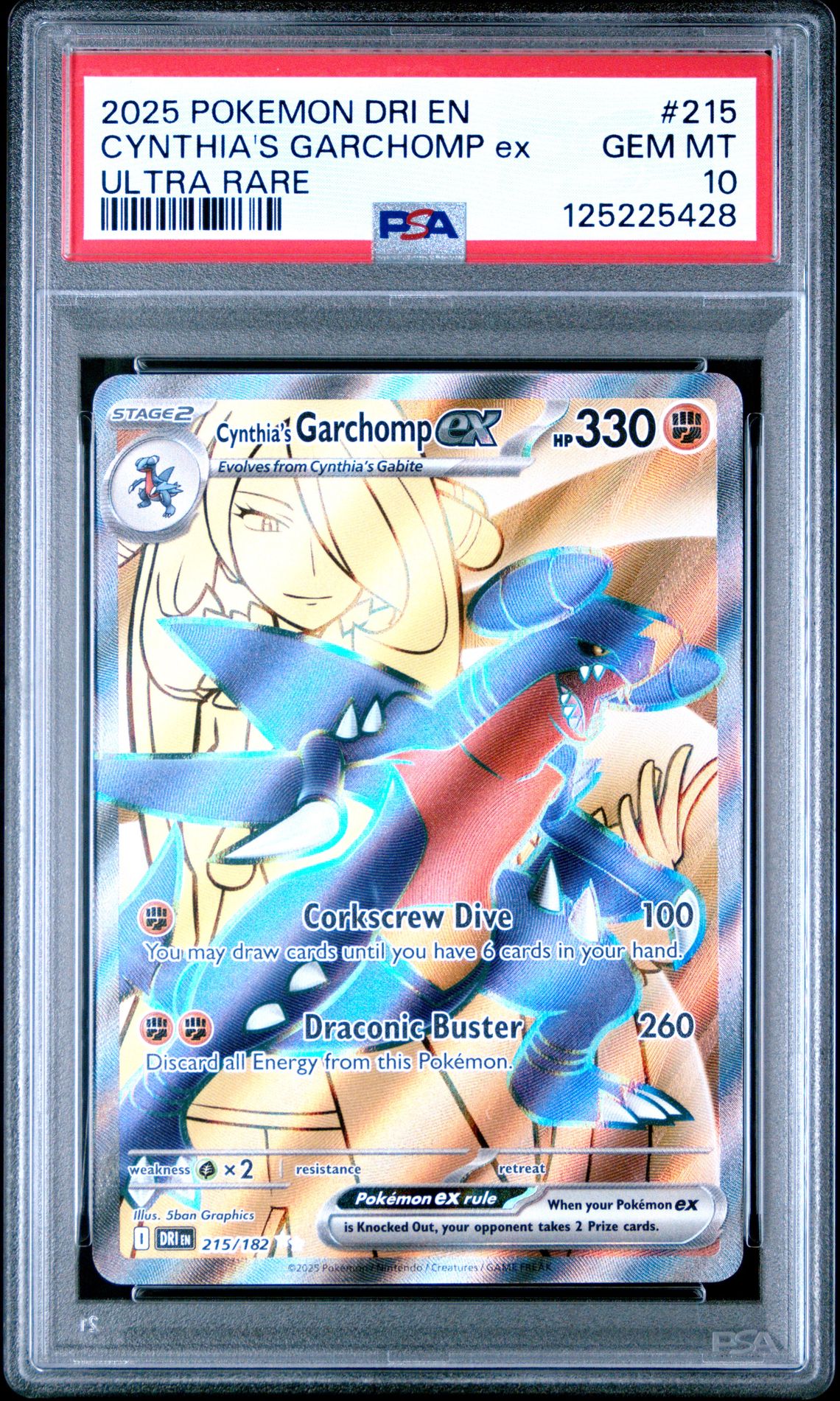 2025 Pokemon Dri En-Destined Rivals Cynthia's Garchomp Ex #215 (Ultra Rare) Gem Mt 10 front