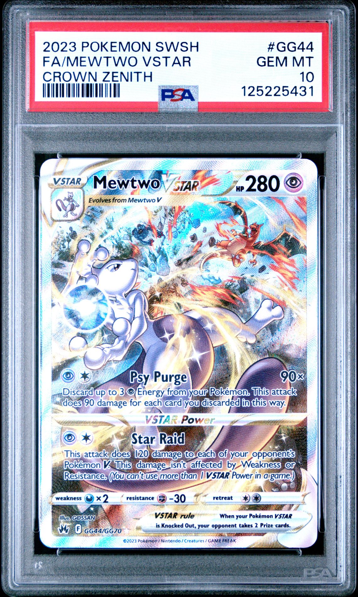 2023 Pokemon Sword And Shield Crown Zenith Fa/Mewtwo Vstar #Gg44 (Crown Zenith) Gem Mt 10 front