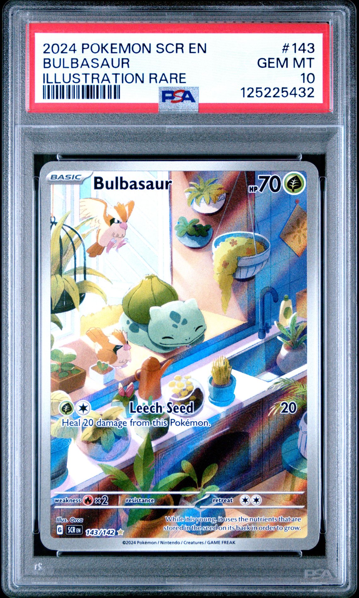 2024 Pokemon Scr En-Stellar Crown Bulbasaur #143 (Illustration Rare) Gem Mt 10 front