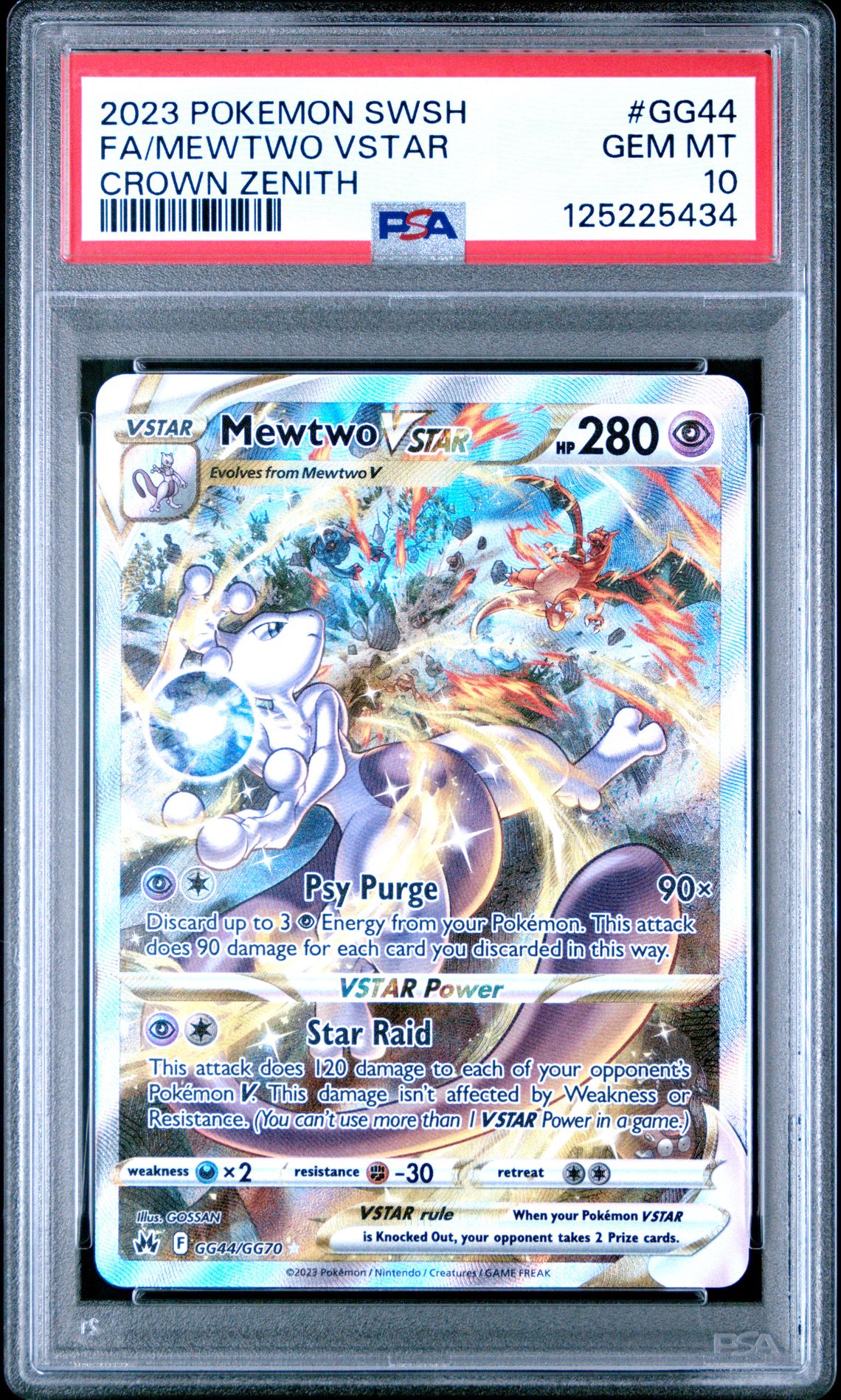 2023 Pokemon Sword And Shield Crown Zenith Fa/Mewtwo Vstar #Gg44 (Crown Zenith) Gem Mt 10 front