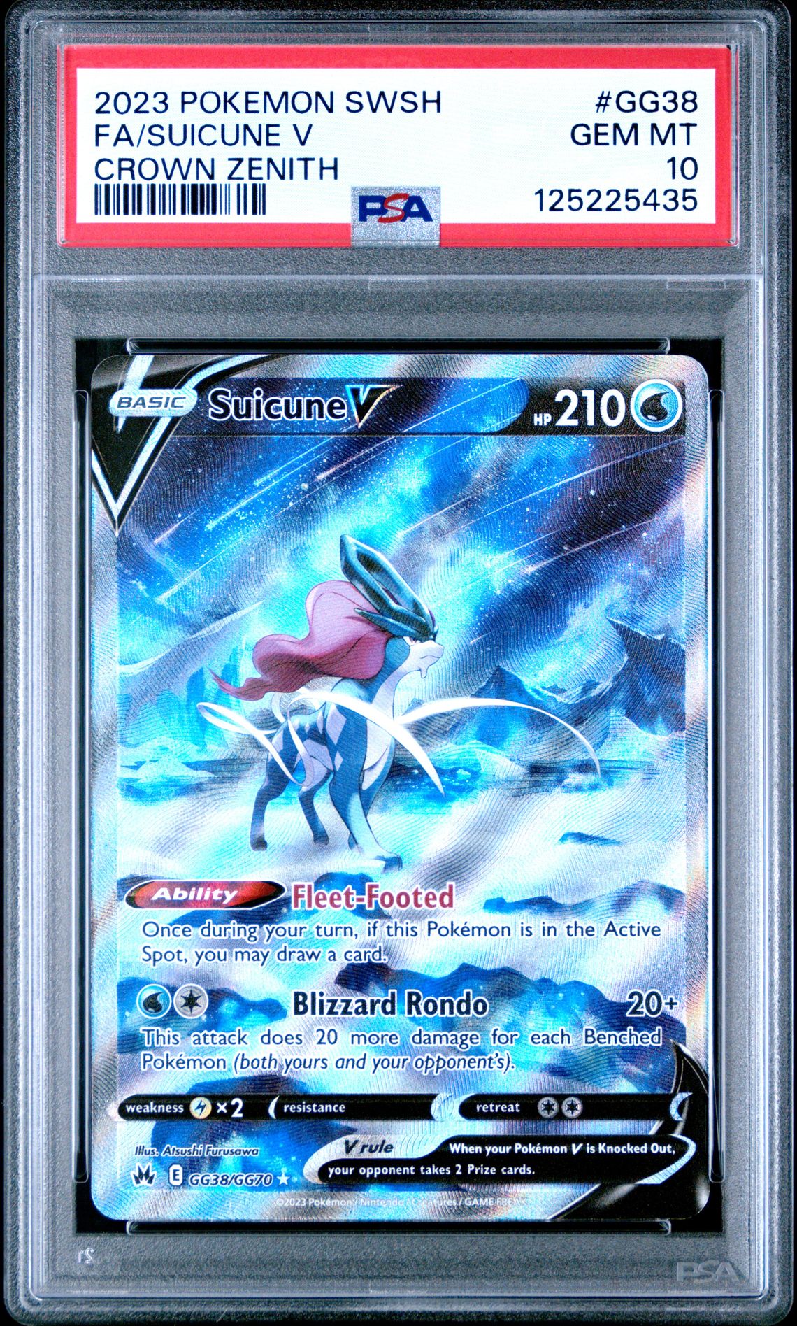 2023 Pokemon Sword And Shield Crown Zenith Fa/Suicune V #Gg38 (Crown Zenith) Gem Mt 10 front
