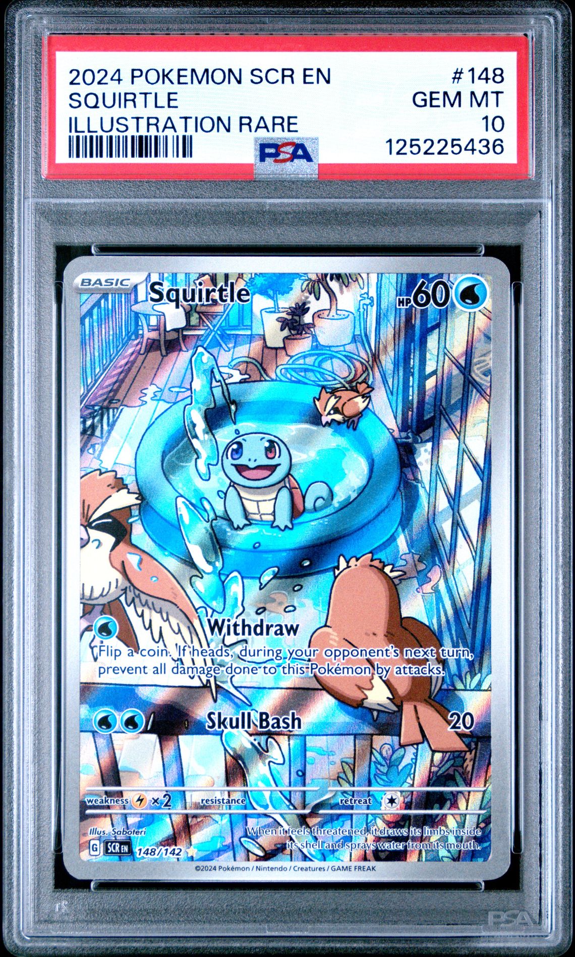 2024 Pokemon Scr En-Stellar Crown Squirtle #148 (Illustration Rare) Gem Mt 10 front
