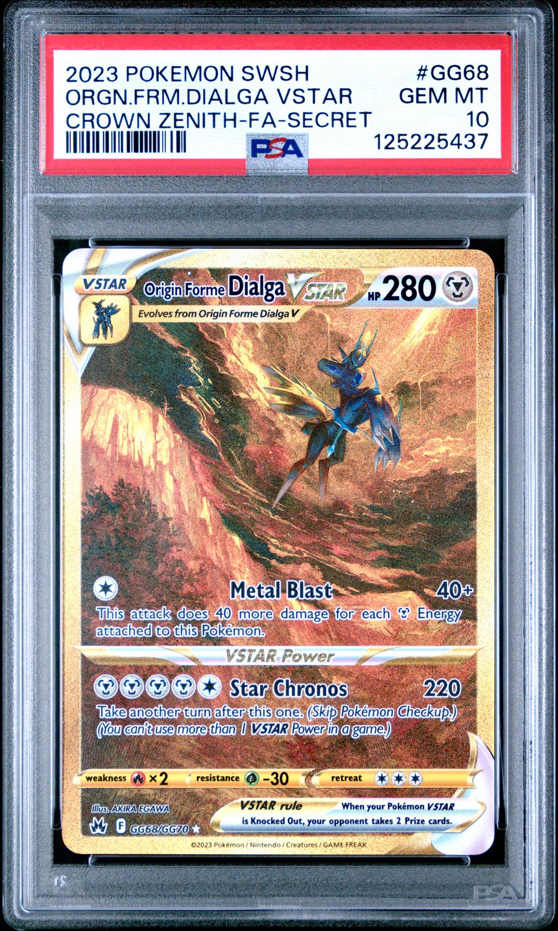 2023 Pokemon Sword And Shield Crown Zenith Orgn.frm.dialga Vstar #Gg68 (Crown Zenith-Fa-Secret) Gem Mt 10 front