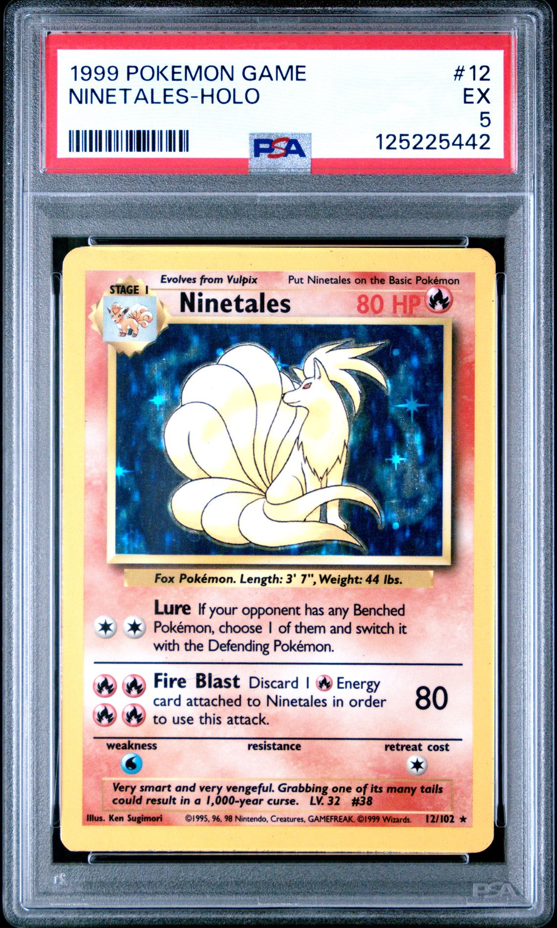 1999 Pokemon Game Ninetales-Holo #12 Ex 5 front
