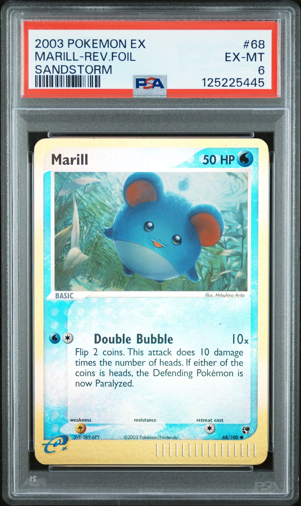 2003 Pokemon Ex Sandstorm Marill-Rev.foil #68 (Sandstorm) Ex-Mt 6 front