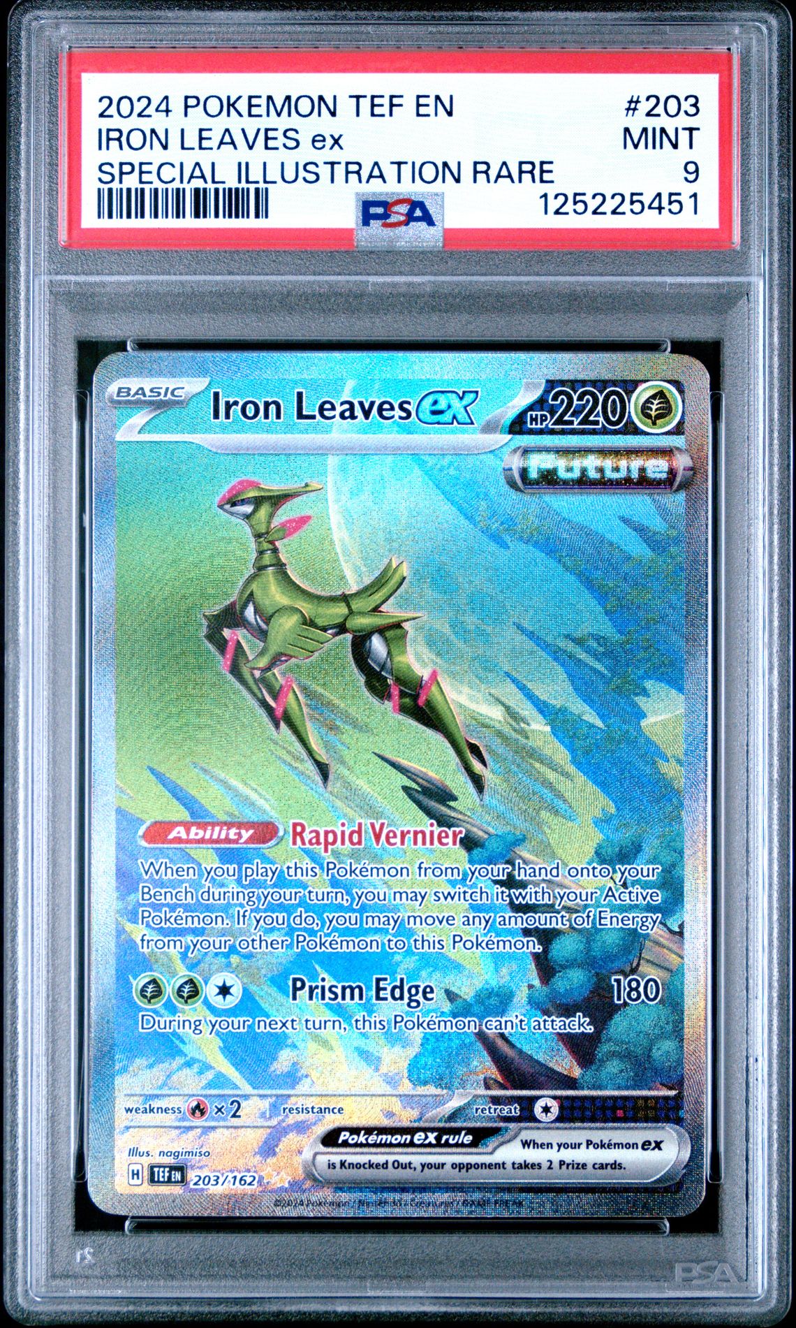 2024 Pokemon Tef En-Temporal Forces Iron Leaves Ex #203 (Special Illustration Rare) Mint 9 front
