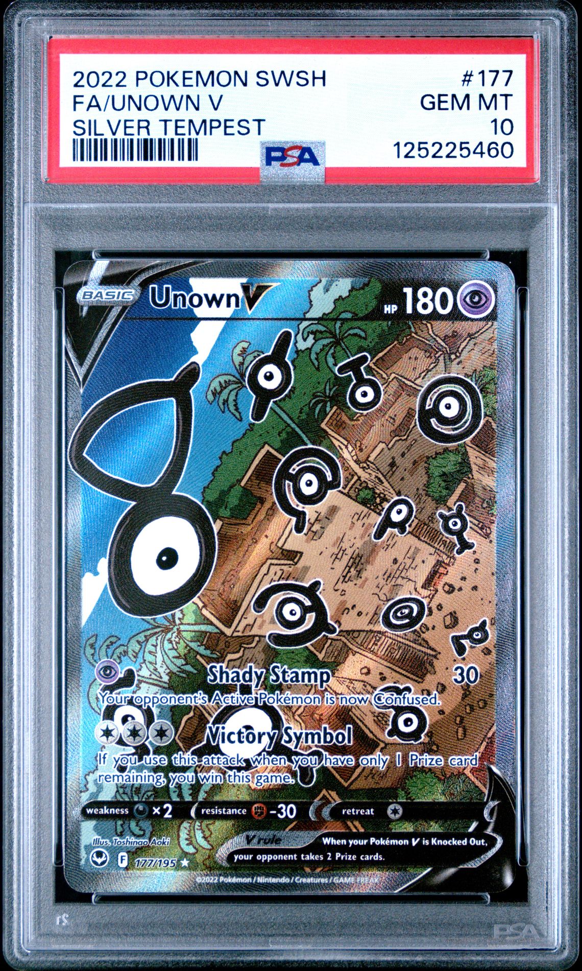 2022 Pokemon Sword & Shield Silver Tempest Fa/Unown V #177 (Silver Tempest) Gem Mt 10 front