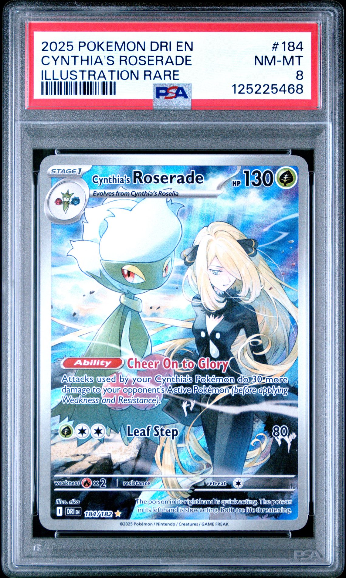2025 Pokemon Dri En-Destined Rivals Cynthia's Roserade #184 (Illustration Rare) Nm-Mt 8 front