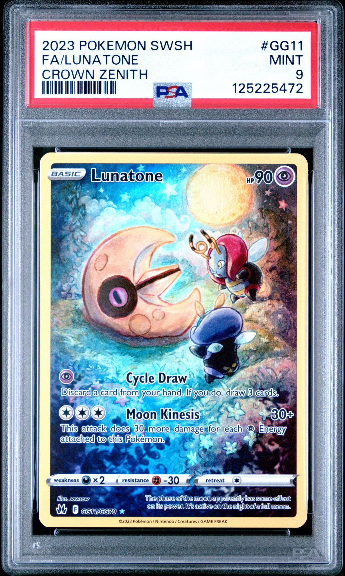 2023 Pokemon Sword And Shield Crown Zenith Fa/Lunatone #Gg11 (Crown Zenith) Mint 9 front