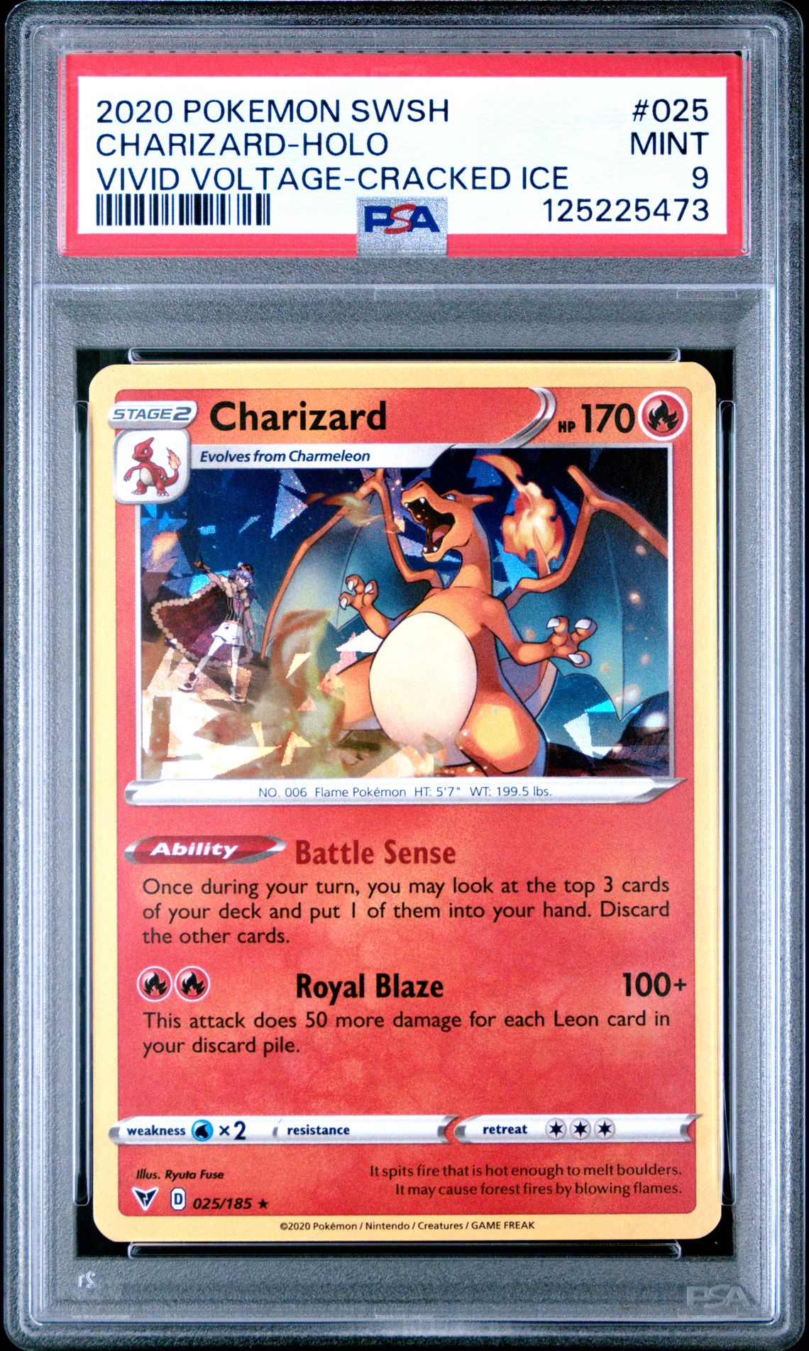 2020 Pokemon Sword & Shield Vivid Voltage Charizard-Holo #025 (Vivid Voltage-Cracked Ice) Mint 9 front