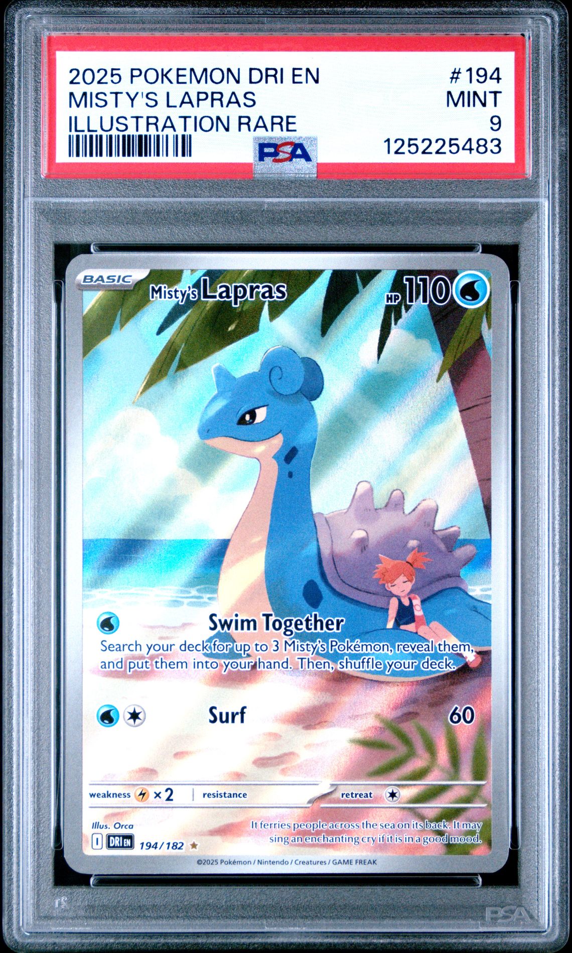 2025 Pokemon Dri En-Destined Rivals Misty's Lapras #194 (Illustration Rare) Mint 9 front