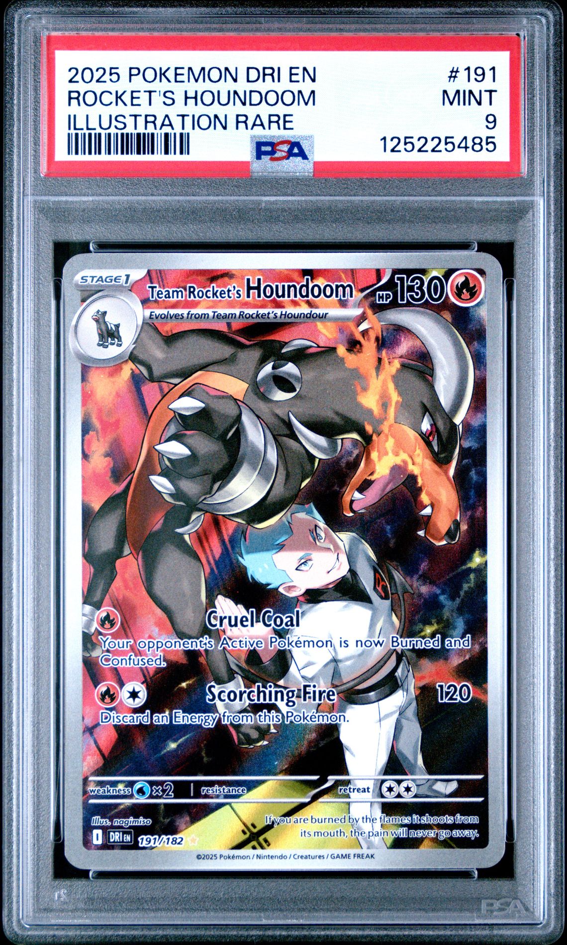 2025 Pokemon Dri En-Destined Rivals Rocket's Houndoom #191 (Illustration Rare) Mint 9 front