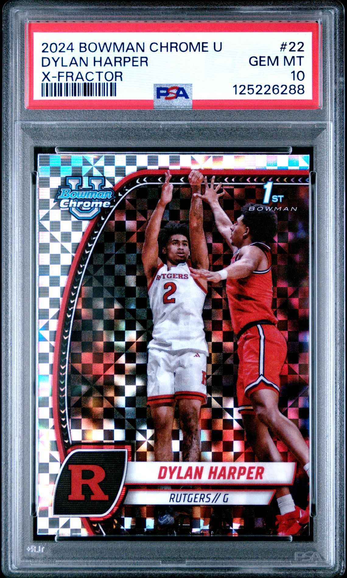 2024 Bowman Chrome University Dylan Harper #22 (X-Fractor) Gem Mt 10 front