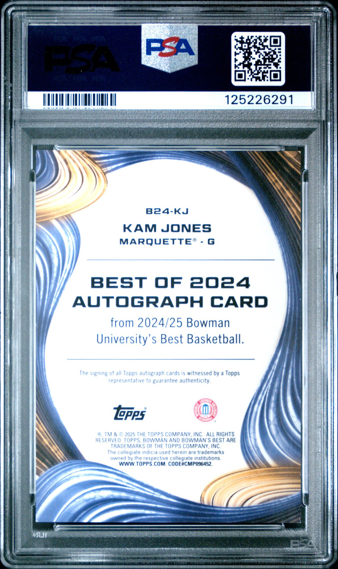 2024 Bowman University Best Best Of 2024 Autographs Kam Jones #B24Kj (Best Of 2024 Auto-Gold Ref) Nm-Mt 8 back