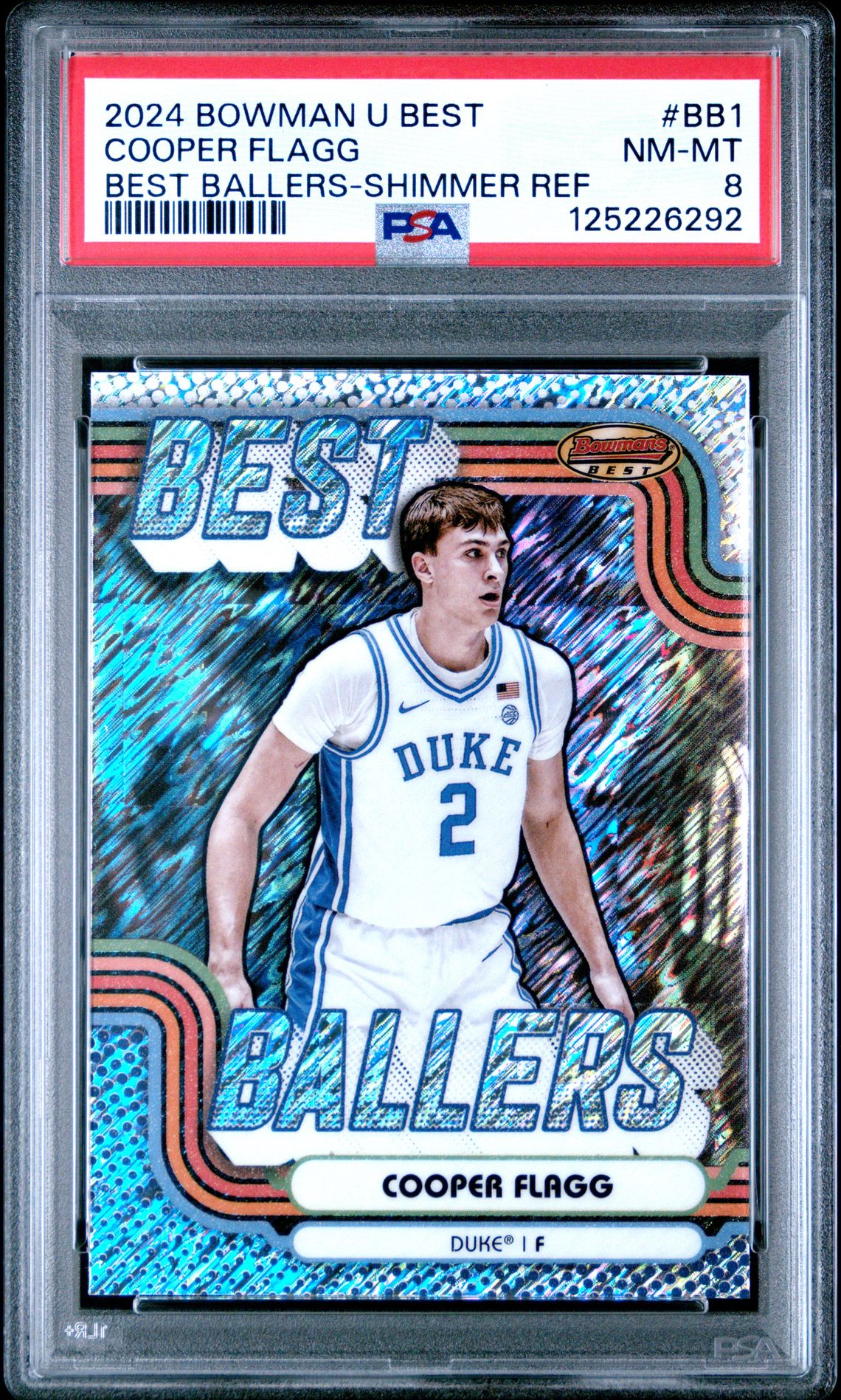 2024 Bowman University Best Best Ballers Cooper Flagg #Bb1 (Best Ballers-Shimmer Ref) Nm-Mt 8 front
