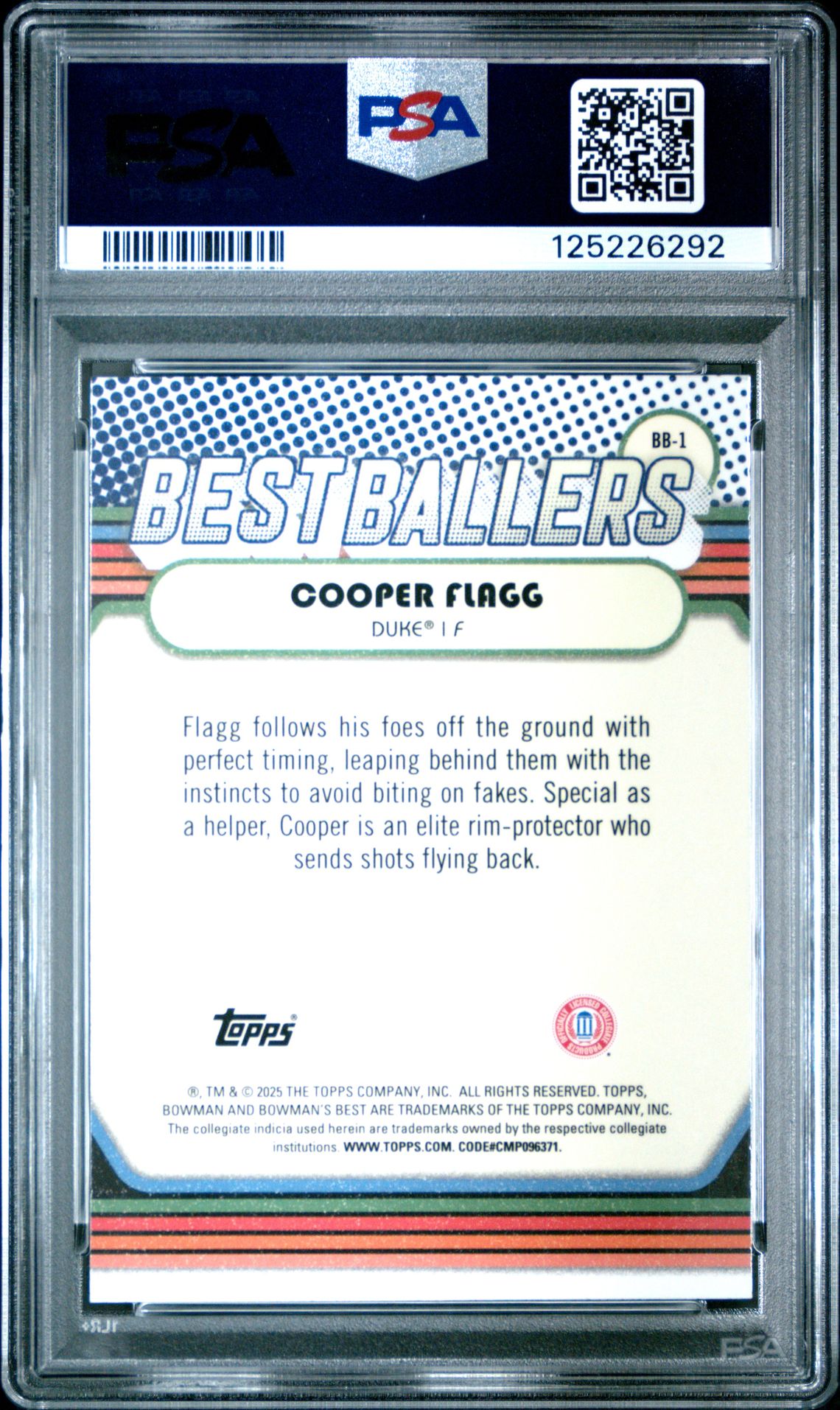 2024 Bowman University Best Best Ballers Cooper Flagg #Bb1 (Best Ballers-Shimmer Ref) Nm-Mt 8 back