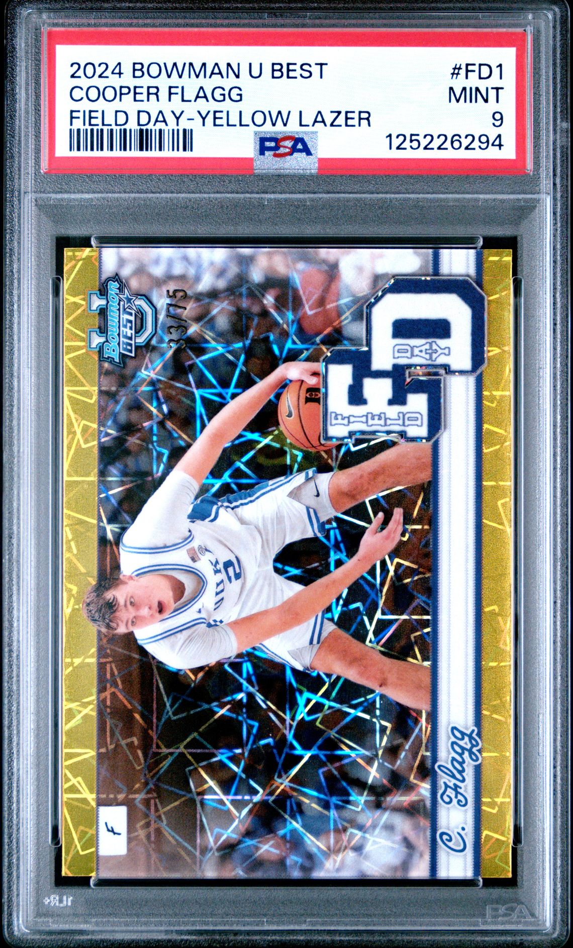 2024 Bowman University Best Field Day Cooper Flagg #Fd1 (Field Day-Yellow Lazer) Mint 9 front