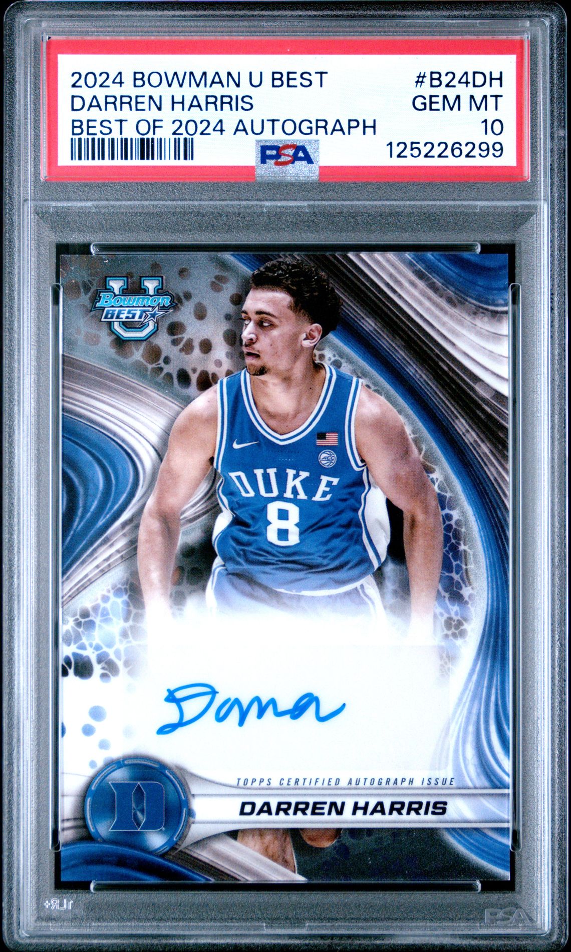 2024 Bowman University Best Best Of 2024 Autographs Darren Harris #B24Dh Gem Mt 10 front