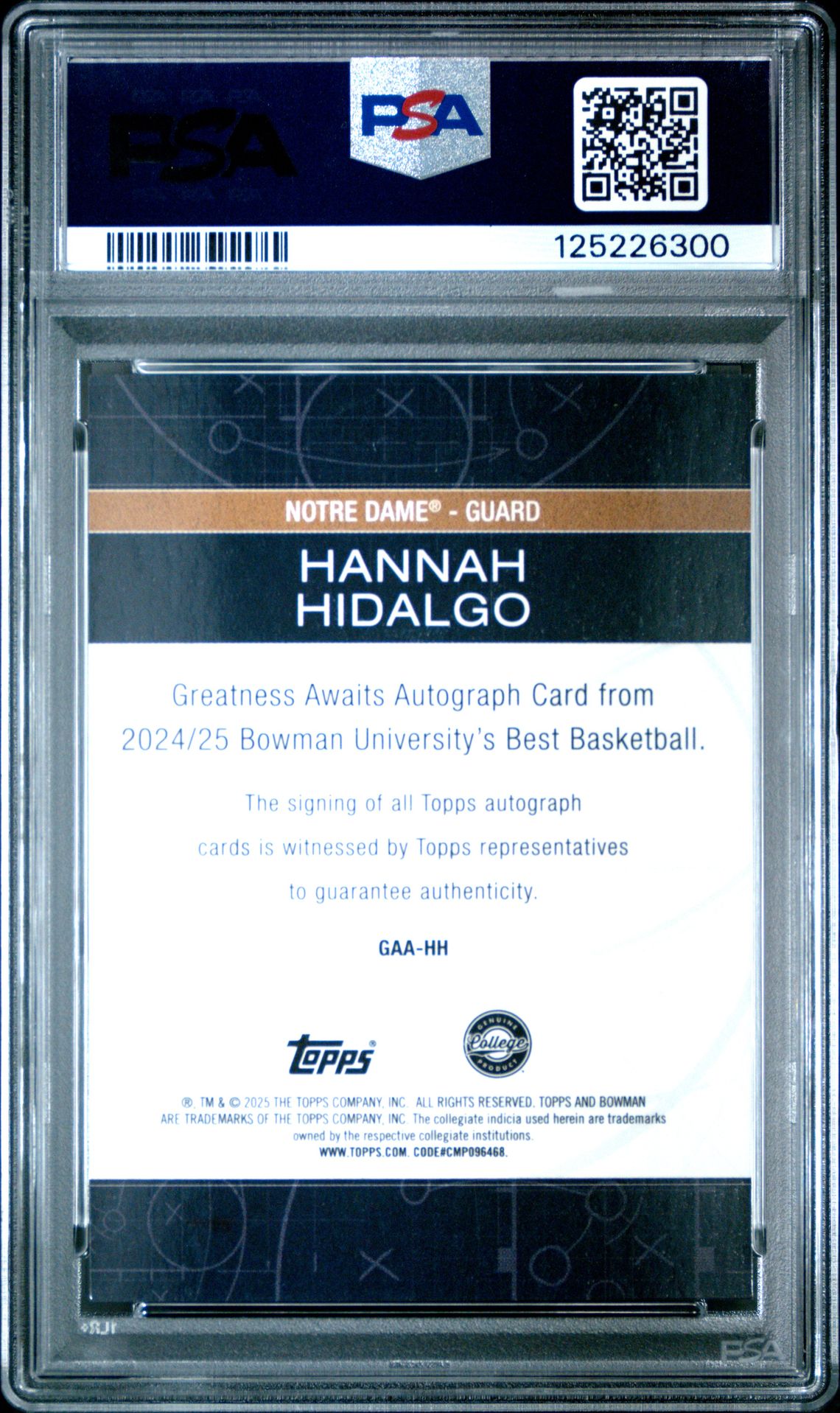 2024 Bowman University Best Greatness Awaits Autographs Hannah Hidalgo #Gaahh (Grt Awaits Au-Grn Mini Dia) Gem Mt 10 back