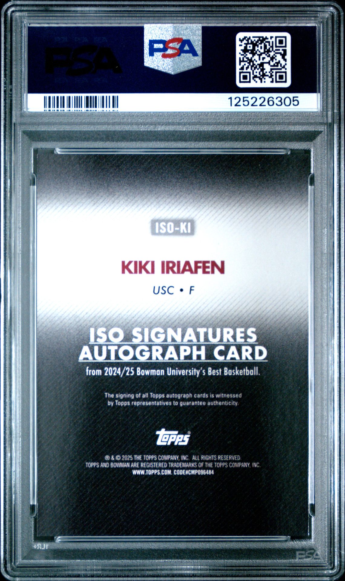 2024 Bowman University Best Iso Signatures Kiki Iriafen #Isoki (Iso Signature-Green Mini Dia) Gem Mt 10 back