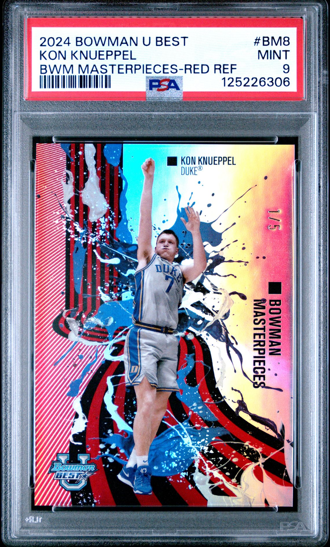 2024 Bowman University Best Bowman Masterpieces Kon Knueppel #Bm8 (Bwm Masterpieces-Red Ref) Mint 9 front