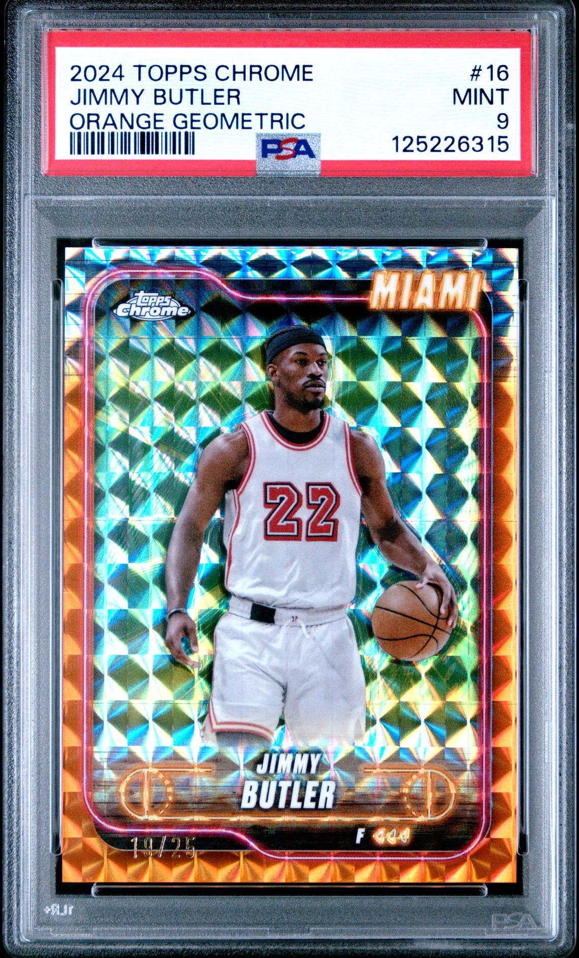 2024 Topps Chrome Jimmy Butler #16 (Orange Geometric) Mint 9 front