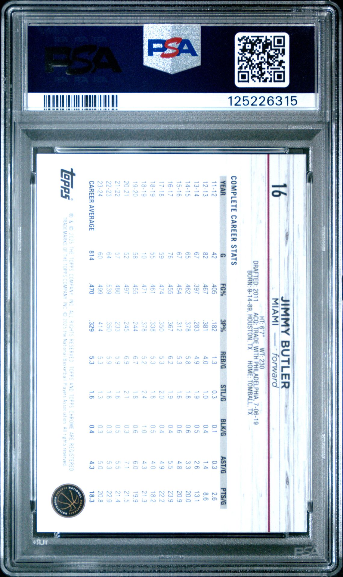 2024 Topps Chrome Jimmy Butler #16 (Orange Geometric) Mint 9 back