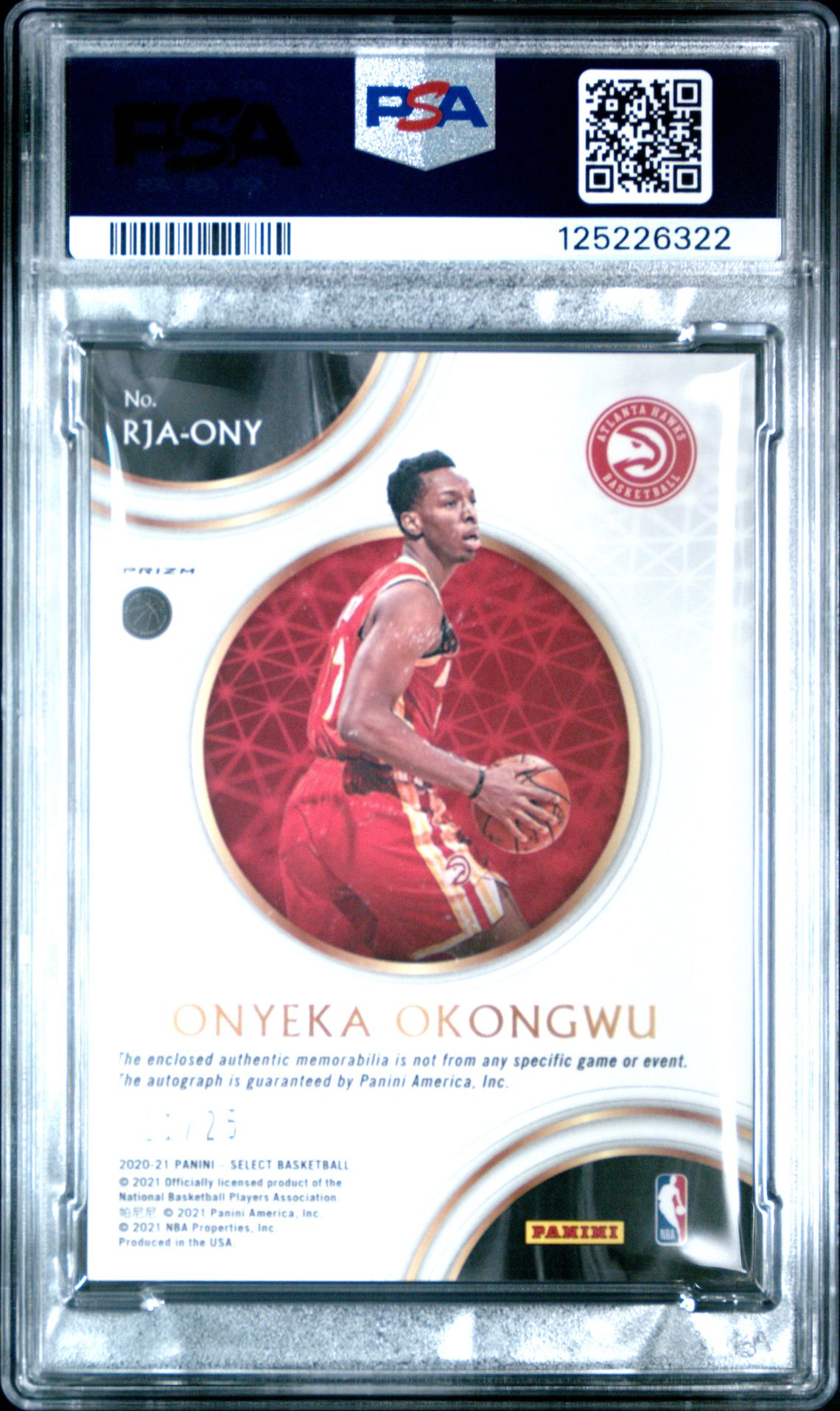 2020 Panini Select Rookie Jersey Autographs Onyeka Okongwu #Ony (Rke.jsy.au-Tie-Dye Prizm) Nm-Mt 8 back