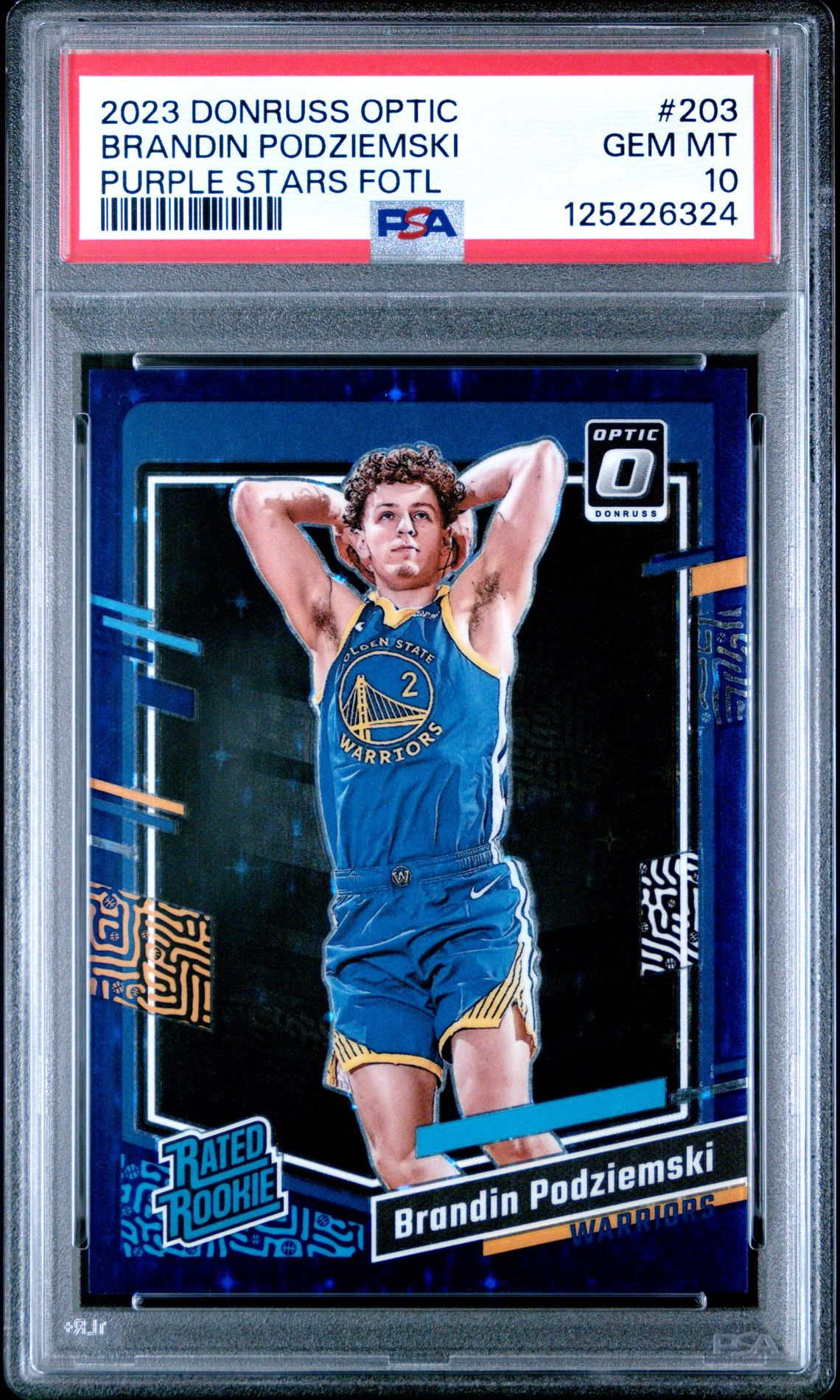 2023 Panini Donruss Optic Brandin Podziemski #203 (Purple Stars Fotl) Gem Mt 10 front