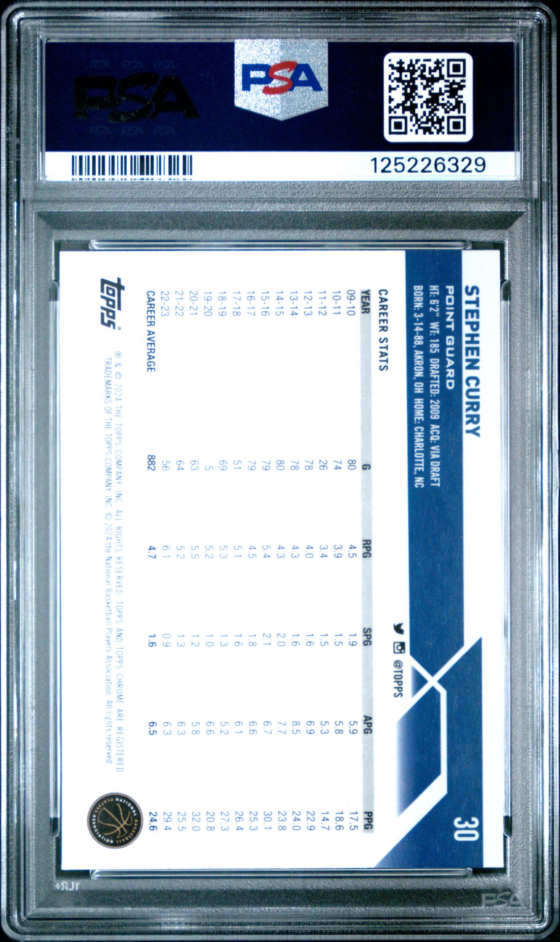 2023 Topps Chrome Stephen Curry #30 (Pink Refractor) Mint 9 back