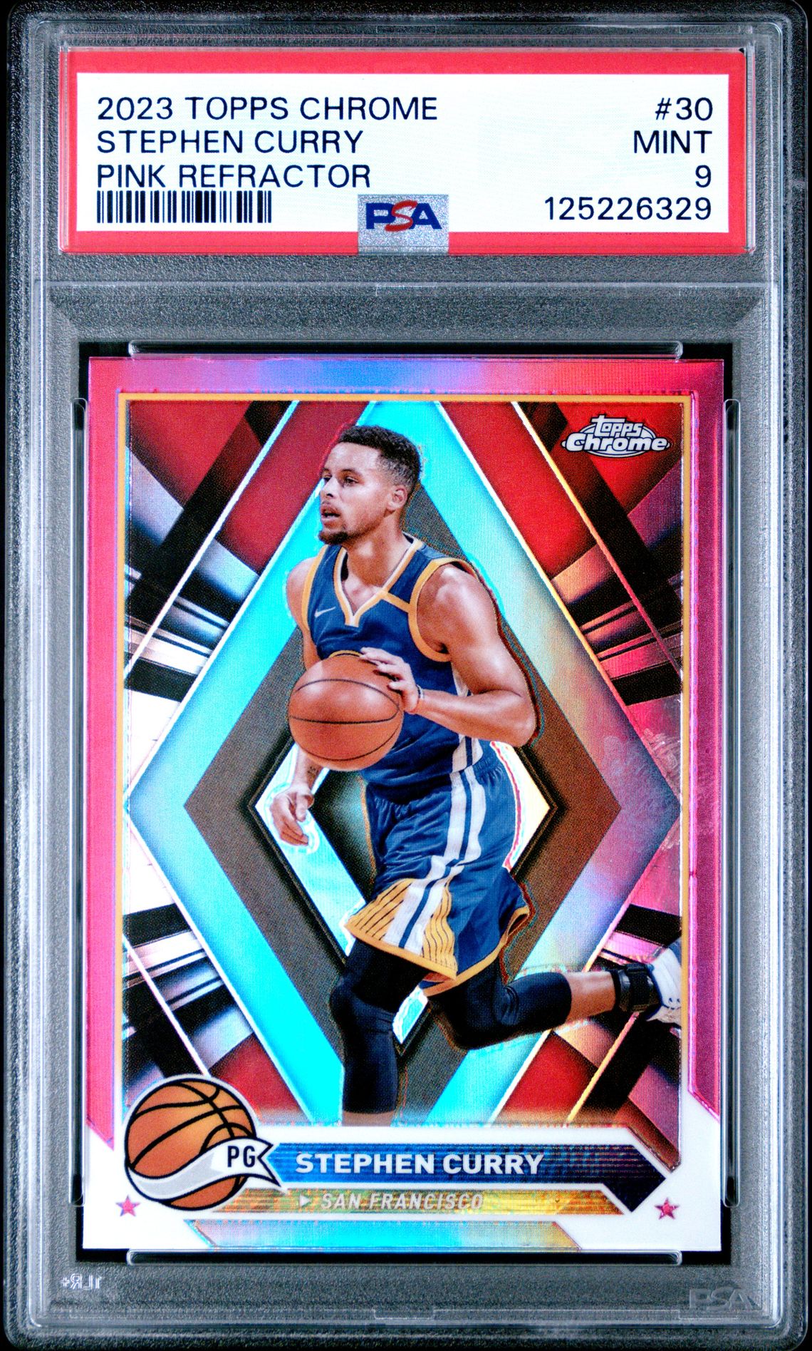 2023 Topps Chrome Stephen Curry #30 (Pink Refractor) Mint 9 front