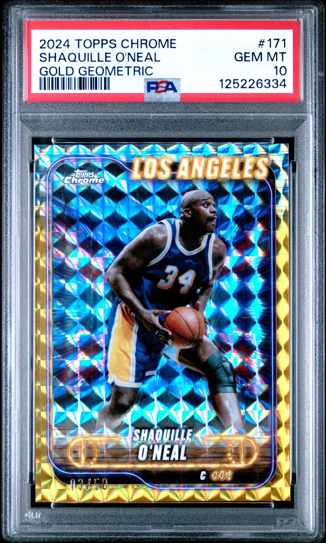 2024 Topps Chrome Shaquille O'neal #171 (Gold Geometric) Gem Mt 10 front