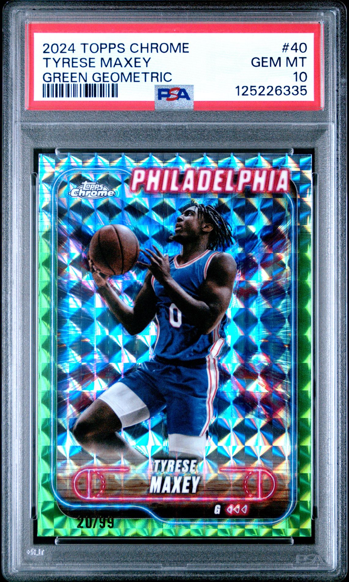 2024 Topps Chrome Tyrese Maxey #40 (Green Geometric) Gem Mt 10 front