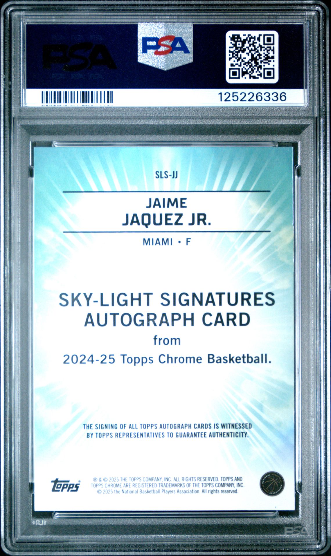 2024 Topps Chrome Sky-Light Signatures Jaime Jaquez Jr. #Slsjj (Sky-Light Sig-Purple Geo) Nm-Mt 8 back