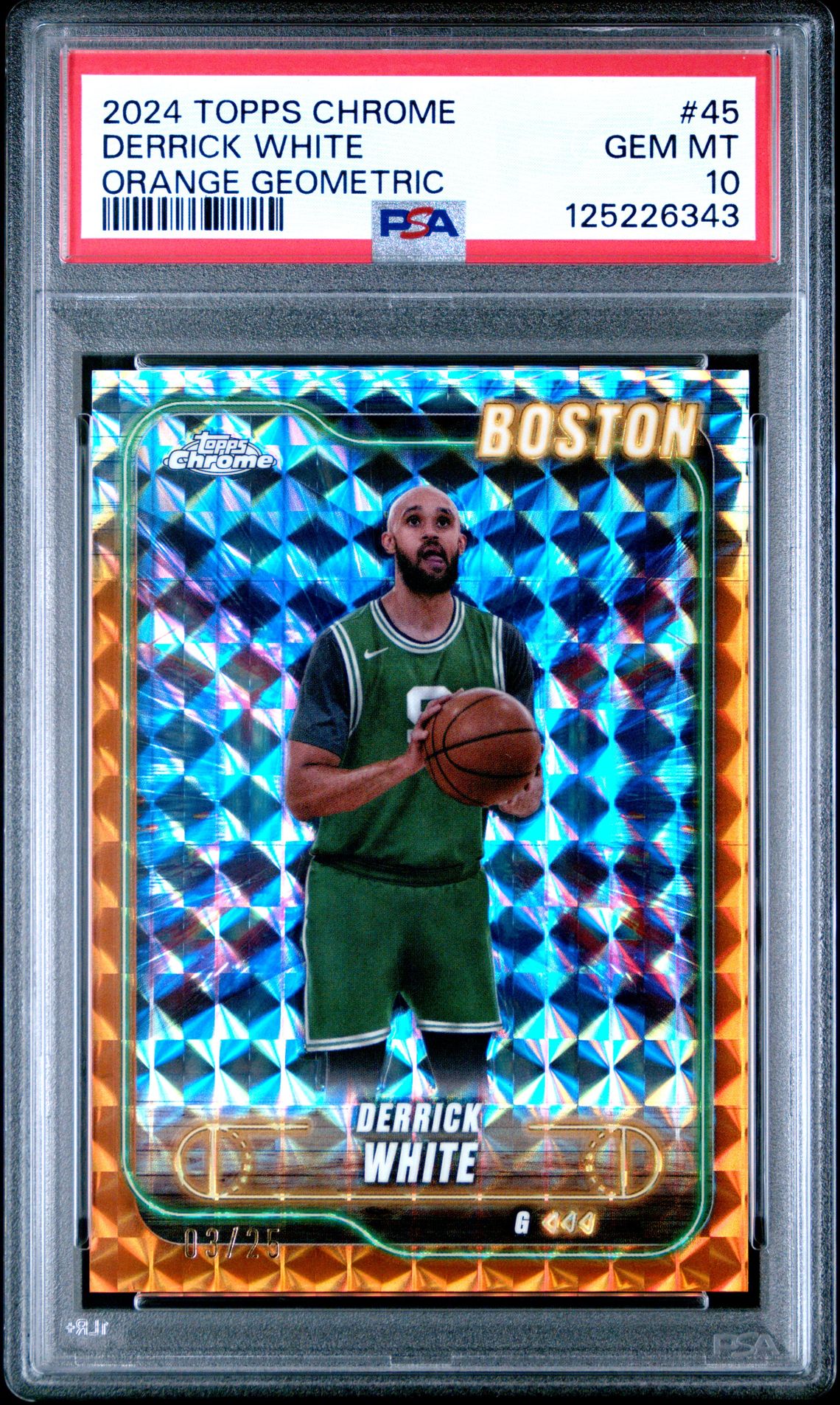 2024 Topps Chrome Derrick White #45 (Orange Geometric) Gem Mt 10 front