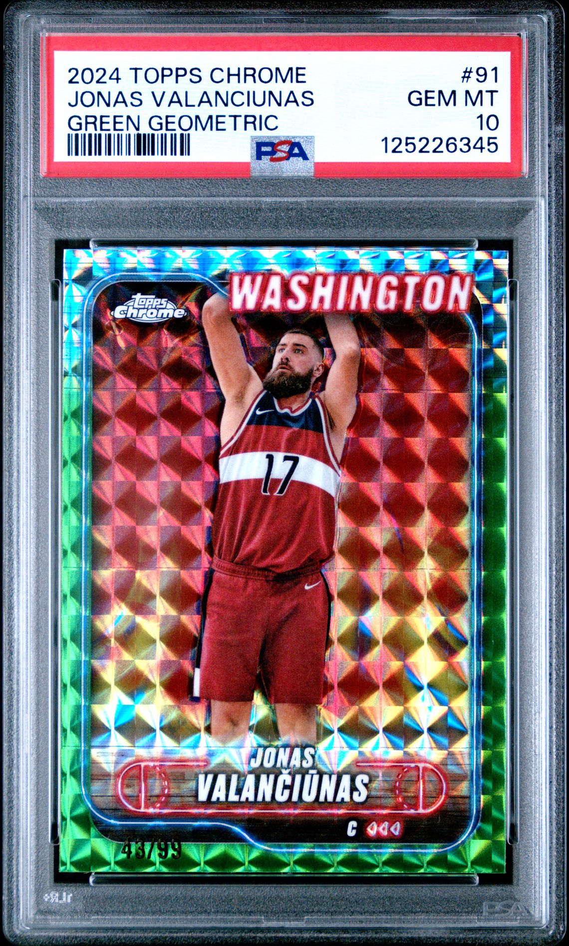 2024 Topps Chrome Jonas Valanciunas #91 (Green Geometric) Gem Mt 10 front