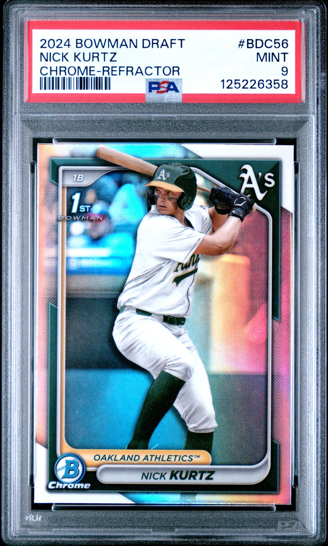 2024 Bowman Draft Nick Kurtz #Bdc56 (Chrome-Refractor) Mint 9 front