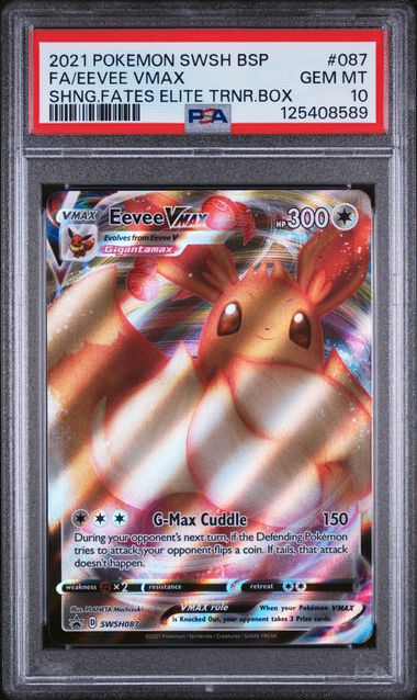 2021 POKEMON SWSH BLACK STAR PROMO #087 FA/EEVEE VMAX SHNG.FATES ELITE TRNR.BOX (PSA 10) (PSA 10) – 125408589