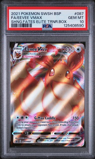2021 POKEMON SWSH BLACK STAR PROMO #087 FA/EEVEE VMAX SHNG.FATES ELITE TRNR.BOX (PSA 10) (PSA 10) – 125408590