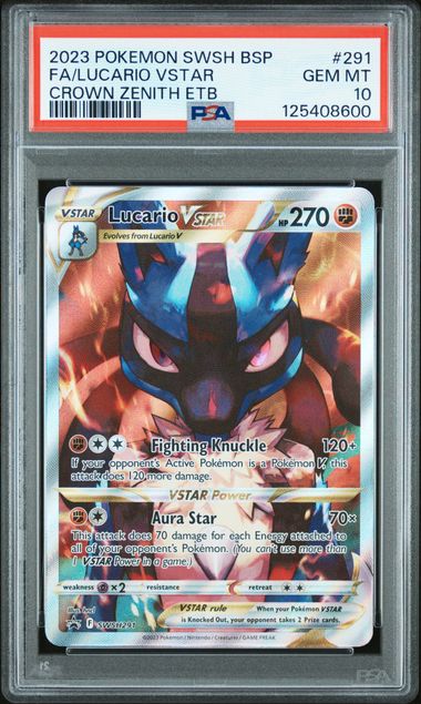 2023 POKEMON SWSH BLACK STAR PROMO #291 FA/LUCARIO VSTAR CROWN ZENITH ETB (PSA 10) (PSA 10) – 125408600
