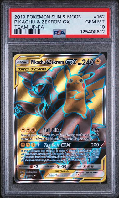 2019 POKEMON SUN & MOON TEAM UP #162 PIKACHU & ZEKROM GX TEAM UP-FA (PSA 10) (PSA 10) – 125408612