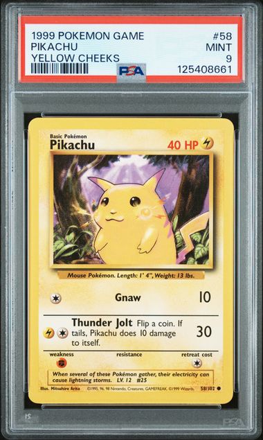 1999 POKEMON GAME #58 PIKACHU YELLOW CHEEKS (PSA 9) (PSA 9) – 125408661