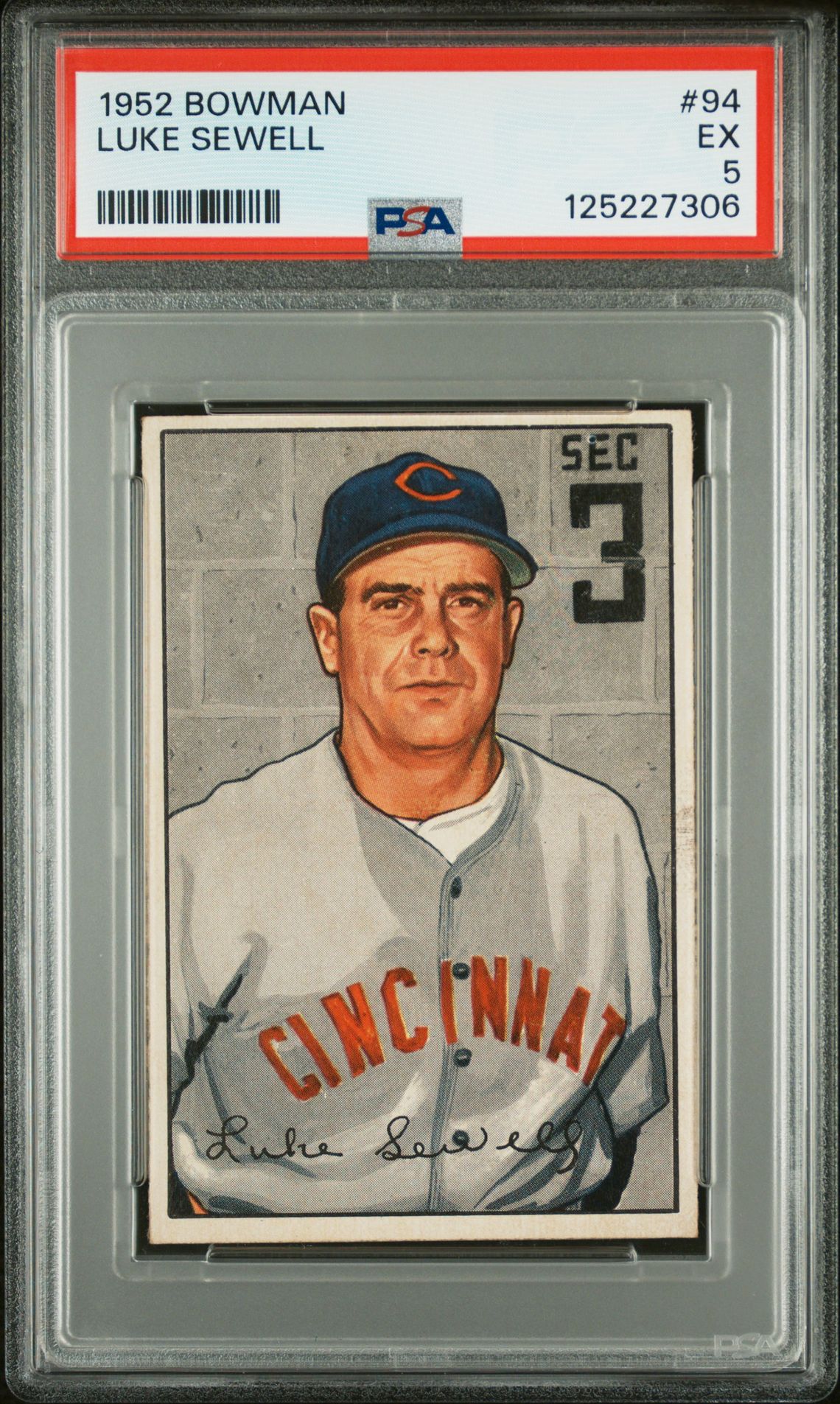 1952 Bowman Luke Sewell #94 Ex 5 front