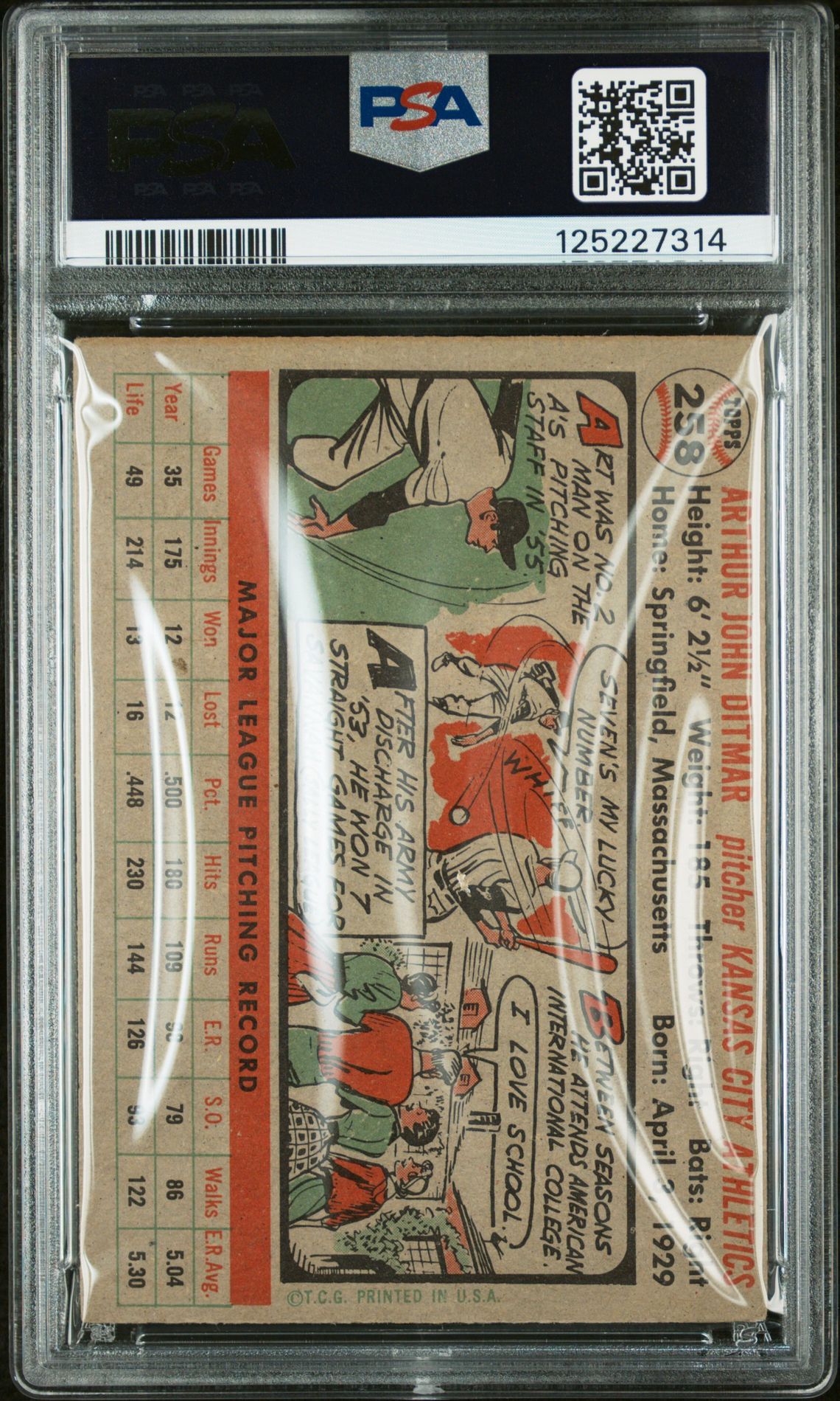 1956 Topps Art Ditmar #258 Vg+ 3.5 back